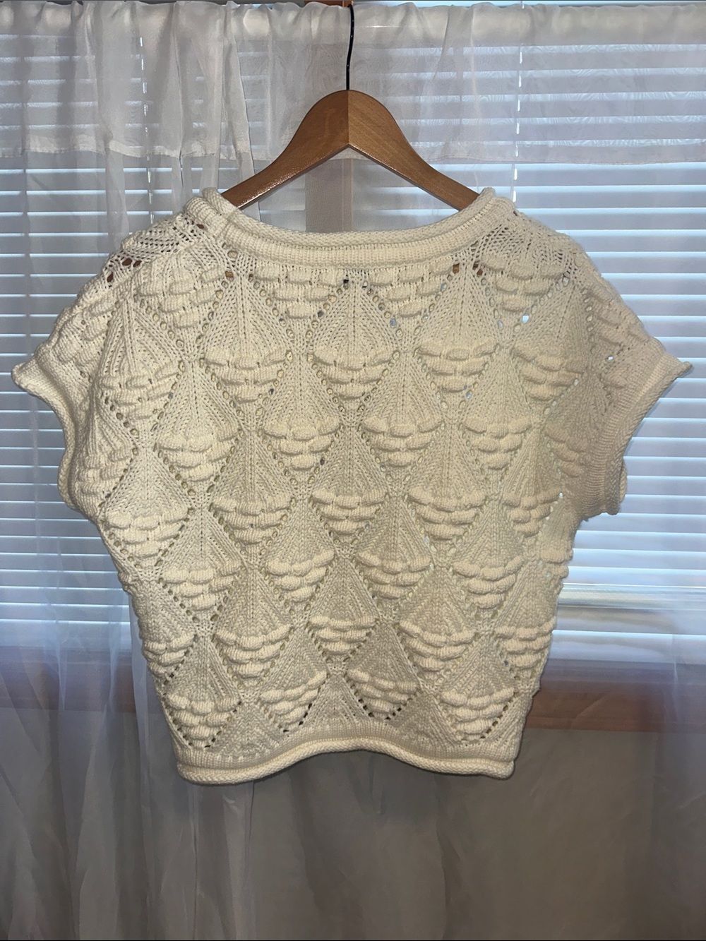 Velvet Heart White Crochet Knit Crop Sweater NWT Short Sleeve Crewneck - Picture 2 of 8